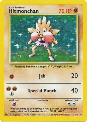 Hitmonchan 7/102 1999-2000 Print
