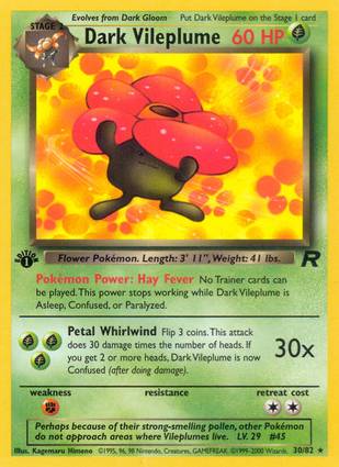 Dark Vileplume 30/82 1st Edition