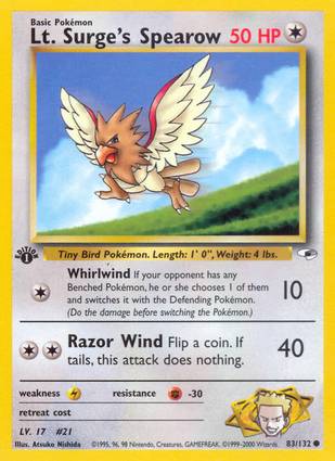 Lt. Surge's Spearow 83/132 1st Edition