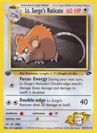 Lt. Surge's Raticate 53/132 1st Edition