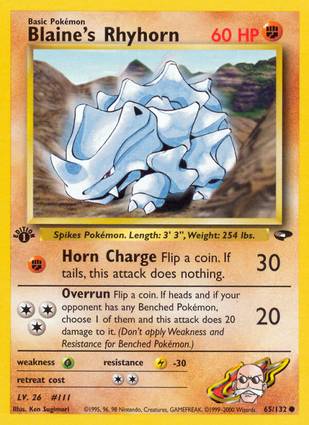 Blaine's Rhyhorn 65/132 1st Edition