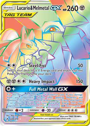 PSA9 ルカリオ&メルメタル 224 LUCARIO &MELL UR Lucario & Melmetal GX - 224/214 - Holo - Unlimited - Secret Rare