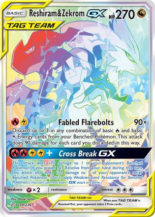 Reshiram & Zekrom GX - 259/236 - Holo - Unlimited - Secret Rare